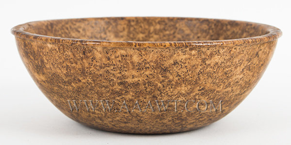 Burl Bowl, Fine and Rare Thin Walled Small China Bowl Form, Lipped
New England, Circa 1800ish', entire view